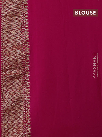 Banarasi georgette saree green and orange pink with allover thread & zari woven buttas and long woven border