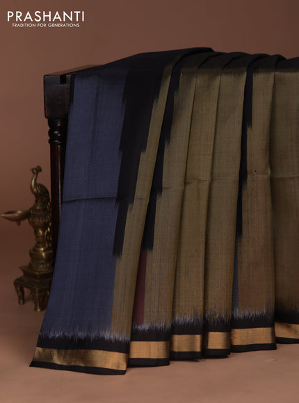 Ikat soft silk saree black with allover ikat weaves and zari woven border