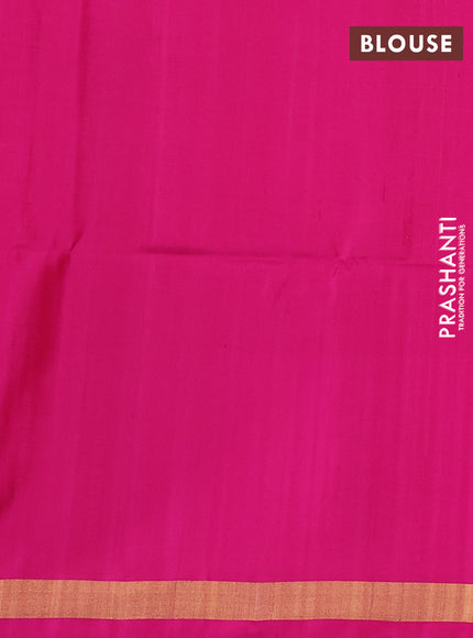 Ikat soft silk saree lime green and pink with allover checks & ikat butta weaves and long temple ikat woven zari border