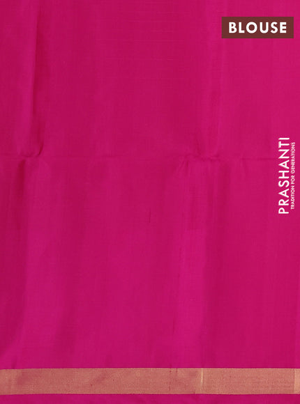 Ikat soft silk saree beige and pink with allover checks & ikat butta weaves and long temple ikat woven zari border