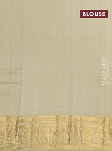 Kora kanchipuram silk saree lavender and cream with allover zari checks & buttas and zari woven korvai border