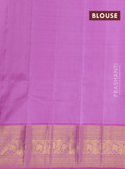 Kora kanchipuram silk saree fluorescent green and pastel pink with annam zari woven buttas and zari woven border