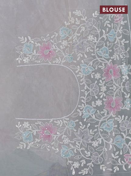 Organza silk saree off white with floral embroidery & sequin work