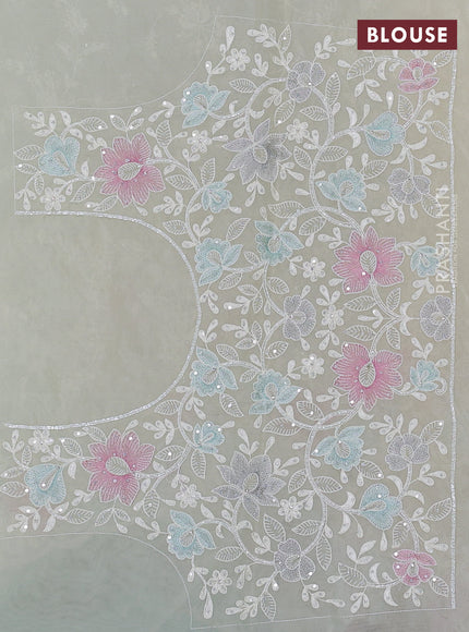 Organza silk saree cream with floral embroidery & sequin work