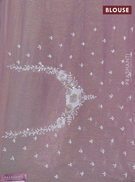 Crush tissue saree pastel pink with sequin & cut beaded work