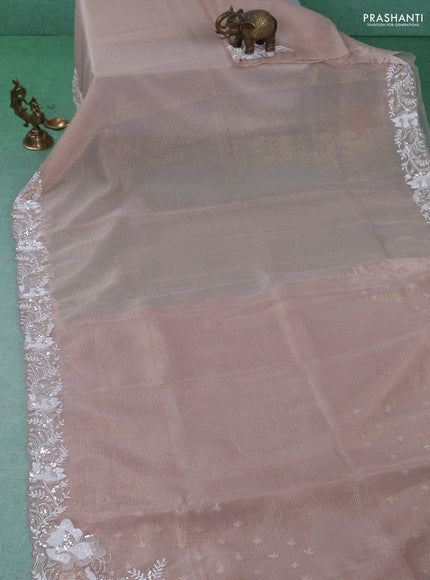 Crush tissue saree sandal with sequin & cut beaded work