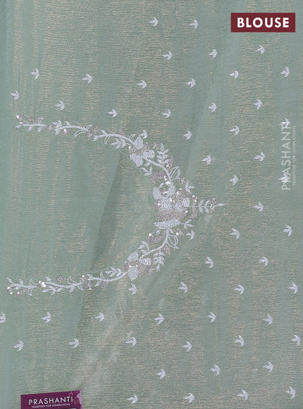 Crush tissue saree pista green with sequin & cut beaded work