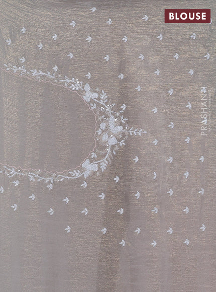 Crush tissue saree beige with sequin & cut beaded work