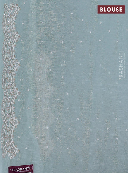 Crush tissue saree teal blue with sequin & cut beaded work