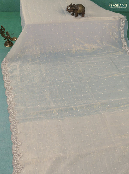 Crush tissue saree cream with sequin & cut beaded work