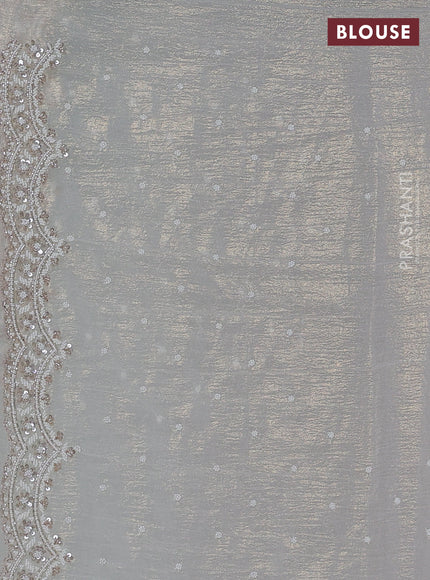 Crush tissue saree cream with sequin & cut beaded work