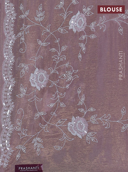 Crush tissue saree pastel pink with allover sequin & cut beaded work
