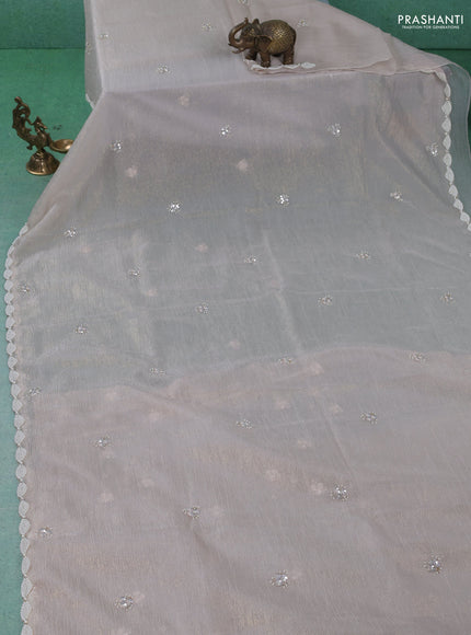 Crush tissue saree beige with sequin & beaded work