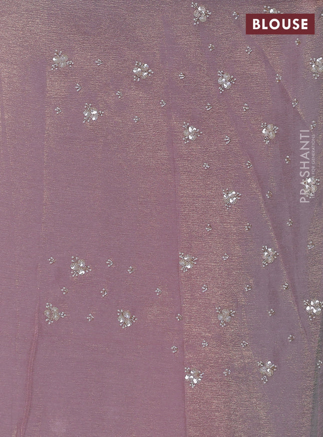 Crush tissue saree pastel pink with sequin & beaded work