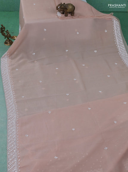 Crush tissue saree sandal with beaded work and sequin & cut beaded work border