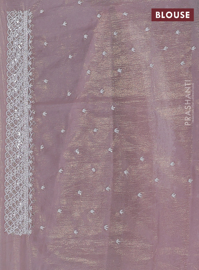 Crush tissue saree pastel pink with beaded work and sequin & cut beaded work border