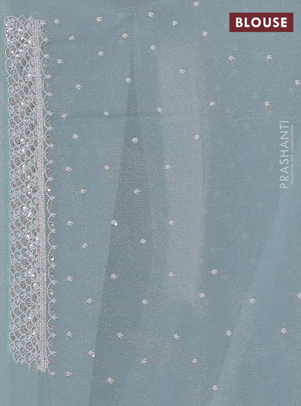 Crush tissue saree teal shade with beaded work and sequin & cut beaded work border