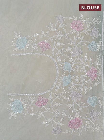 Organza silk saree cream with floral embroidery & sequin work