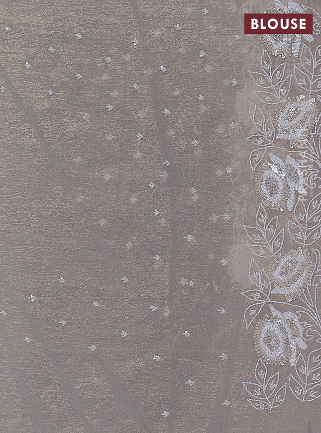 Crush tissue saree beige with sequin & cut beaded work border