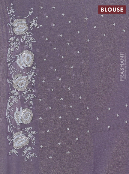 Crush tissue saree grey with sequin & cut beaded work border