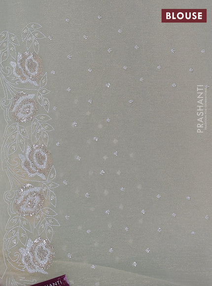 Crush tissue saree cream with beaded work and sequin & cut beaded work border