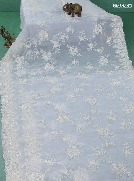 Organza silk saree cream with allover embroidery sequin work