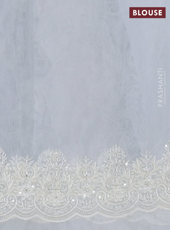 Organza silk saree cream with allover embroidery sequin work