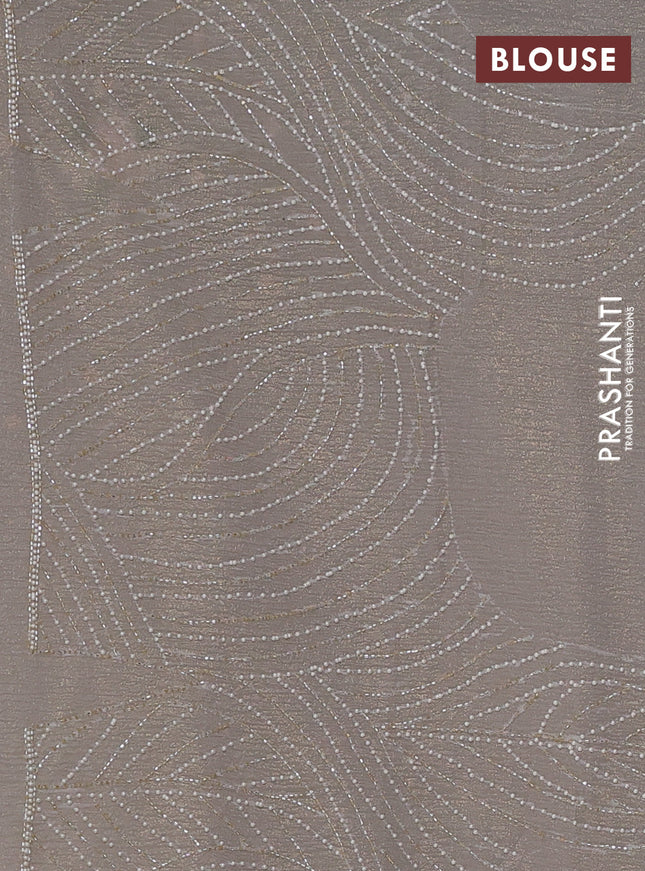 Crush tissue saree grey with allover floral embroidery sequin work