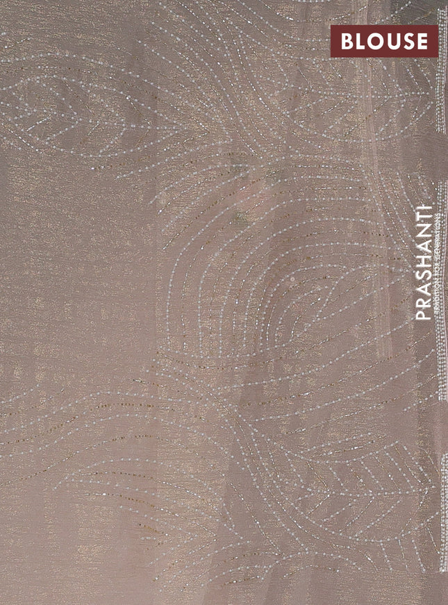 Crush tissue saree sandal with allover floral embroidery sequin work