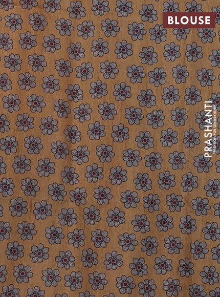 Art linen saree mustard shade and beige with butta prints and madhubani printed pallu