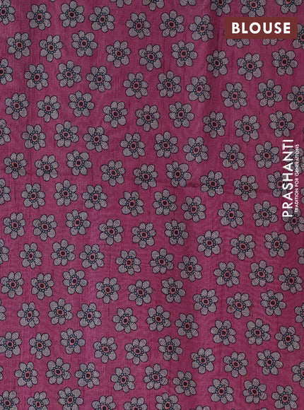 Art linen saree mauve pink and beige with butta prints and madhubani printed pallu