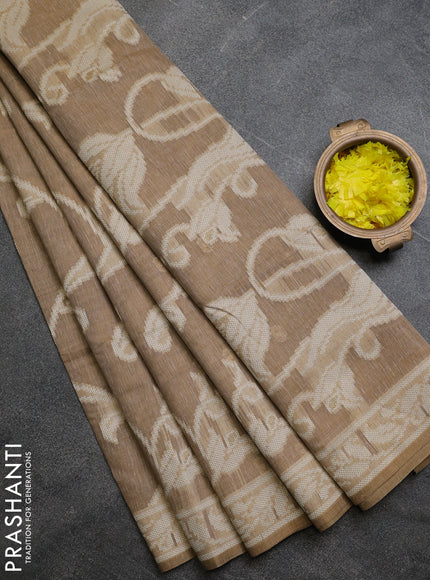 Linen cotton saree sandal with allover jamdhani weaves