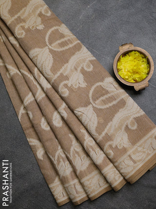 Linen cotton saree sandal with allover jamdhani weaves