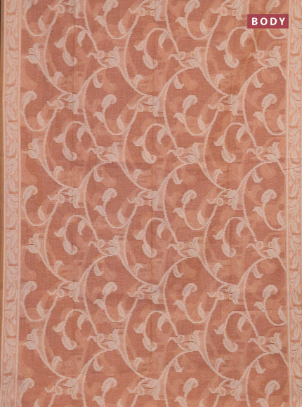 Linen cotton saree pastel peach with allover jamdhani weaves