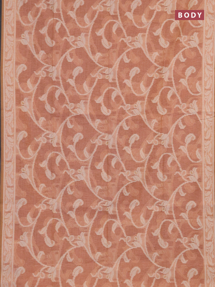 Linen cotton saree pastel peach with allover jamdhani weaves
