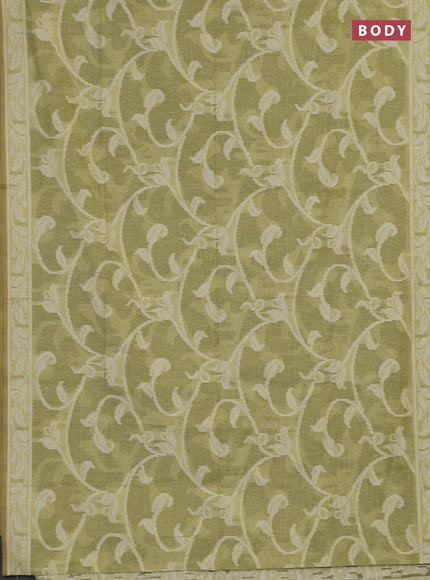 Linen cotton saree pista green with allover jamdhani weaves