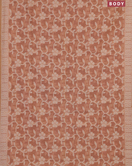 Linen cotton saree peach shade with allover jamdhani weaves