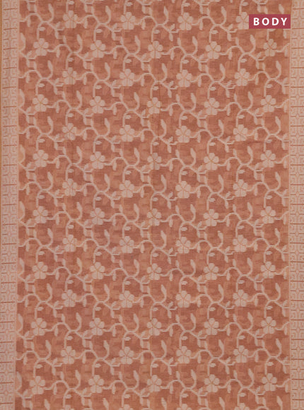 Linen cotton saree peach shade with allover jamdhani weaves