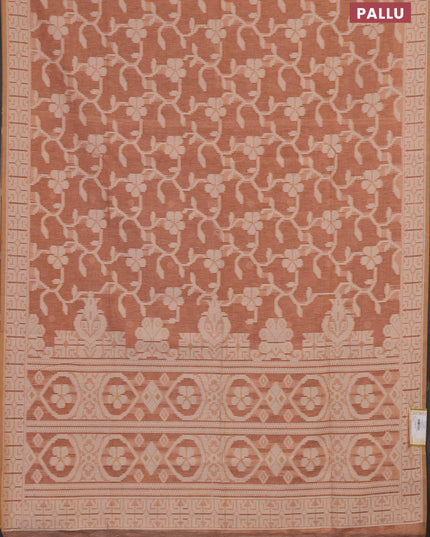 Linen cotton saree peach shade with allover jamdhani weaves