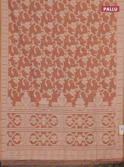 Linen cotton saree peach shade with allover jamdhani weaves