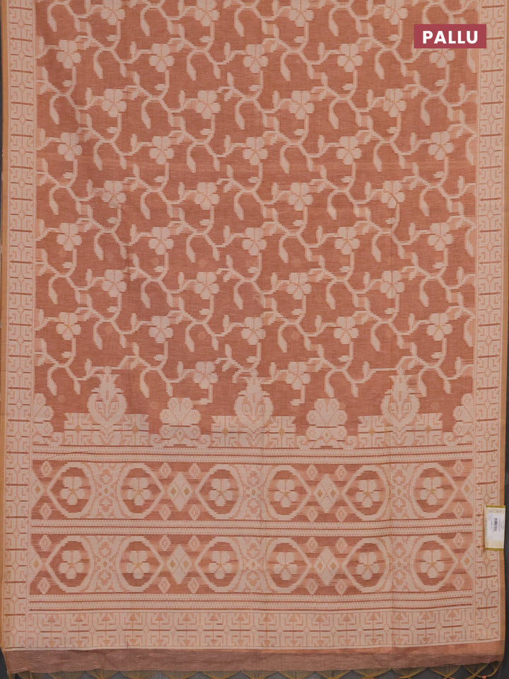 Linen cotton saree peach shade with allover jamdhani weaves