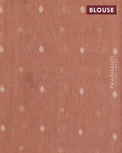 Linen cotton saree peach shade with allover jamdhani weaves