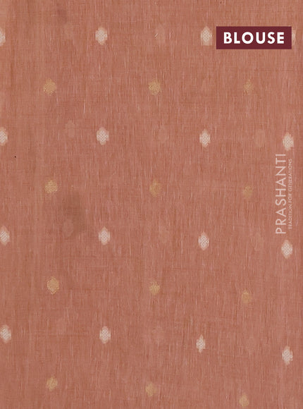 Linen cotton saree peach shade with allover jamdhani weaves