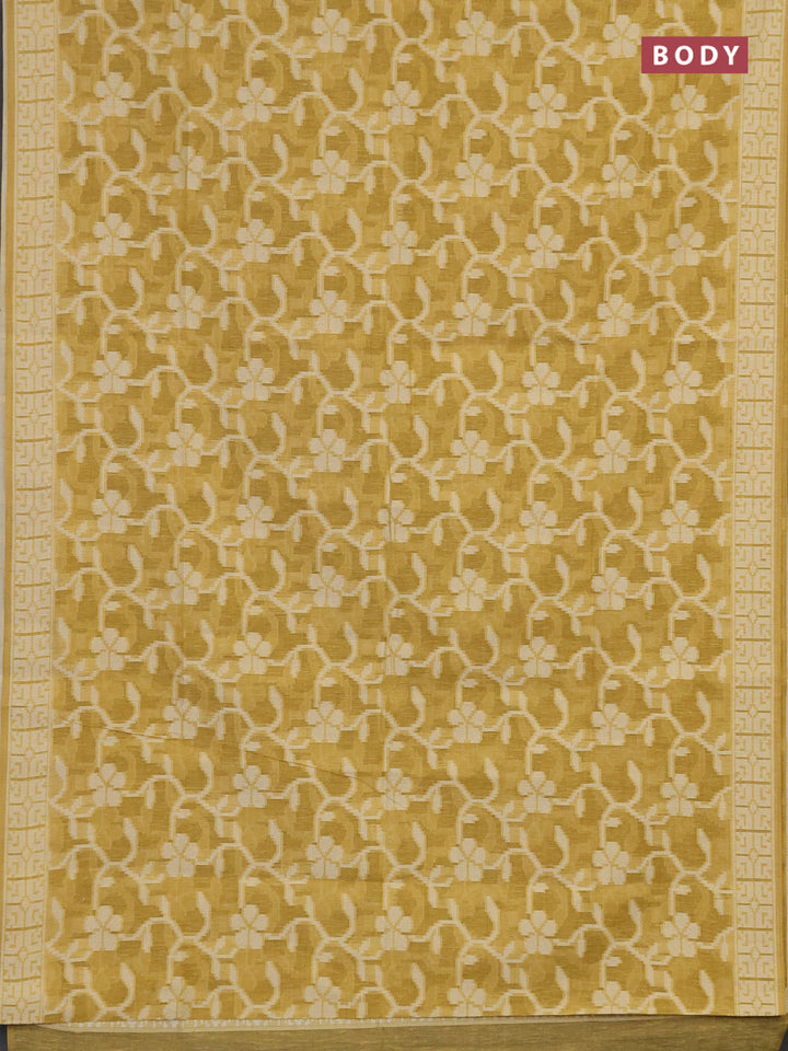 Linen cotton saree mustard yellow with allover jamdhani weaves