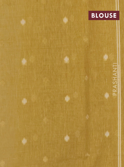 Linen cotton saree mustard yellow with allover jamdhani weaves