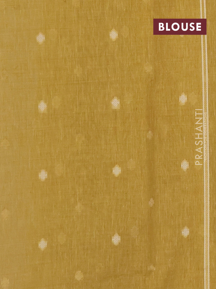 Linen cotton saree mustard yellow with allover jamdhani weaves