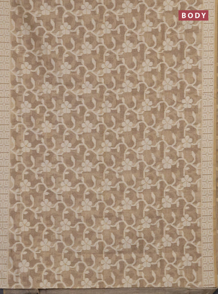 Linen cotton saree beige with allover jamdhani weaves