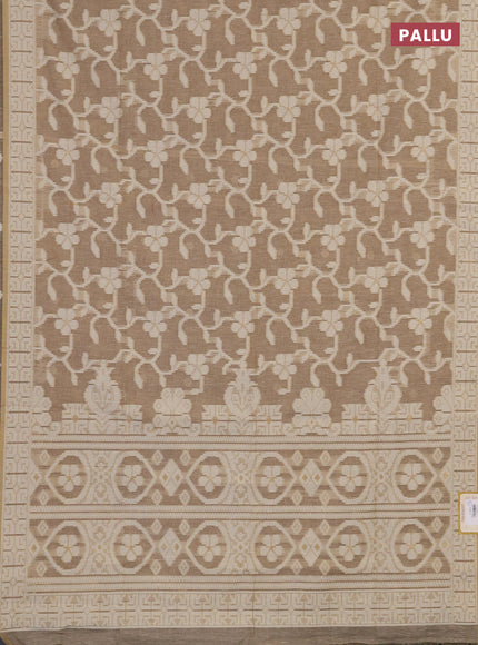 Linen cotton saree beige with allover jamdhani weaves