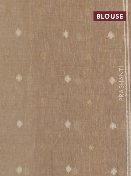 Linen cotton saree beige with allover jamdhani weaves