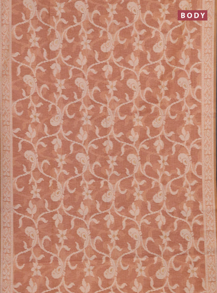 Linen cotton saree peach shade with allover jamdhani weaves